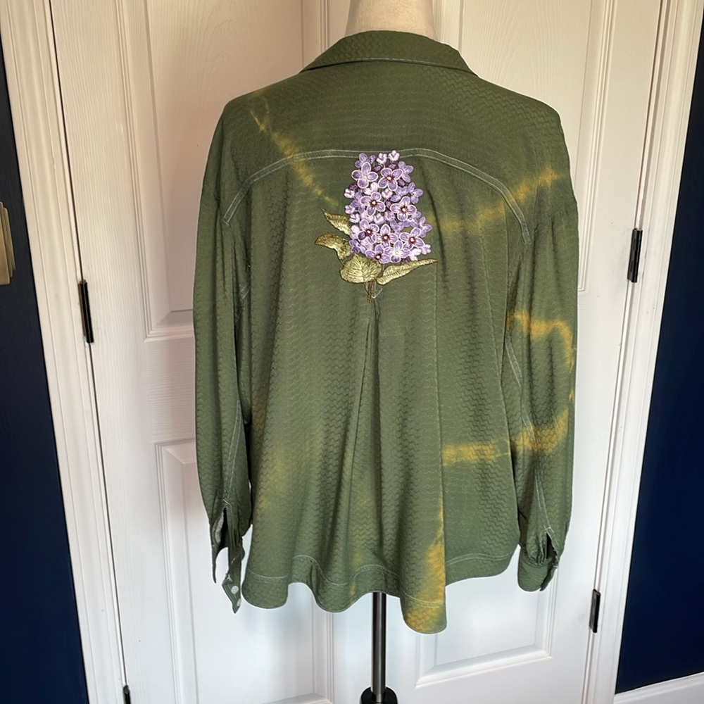 Free People Upcycled Oversized Notch Collar Button Front Long Sleeves Size Small